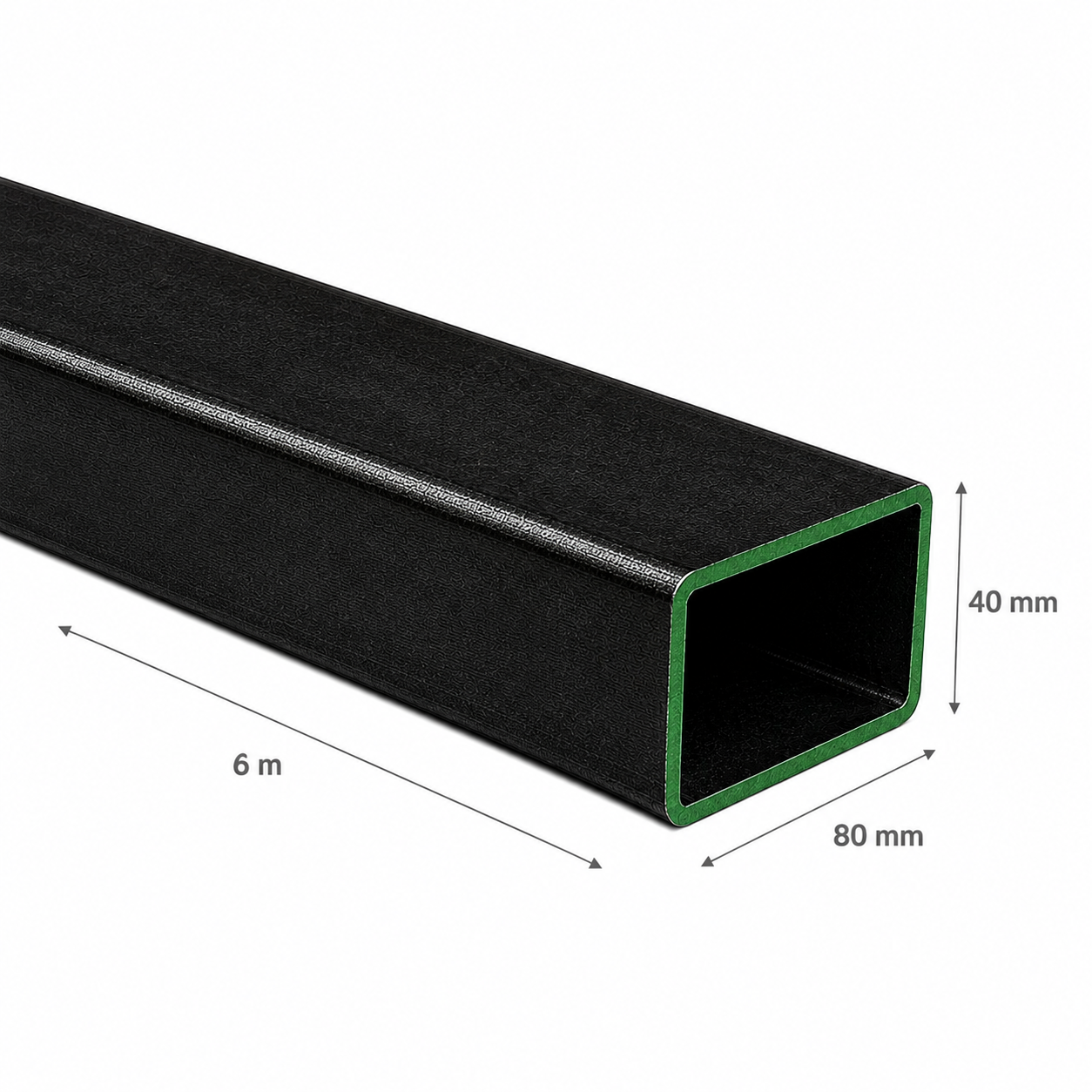 PERFIL RECTANGULAR ACERO (80x40x3mm) EN 6Mt.