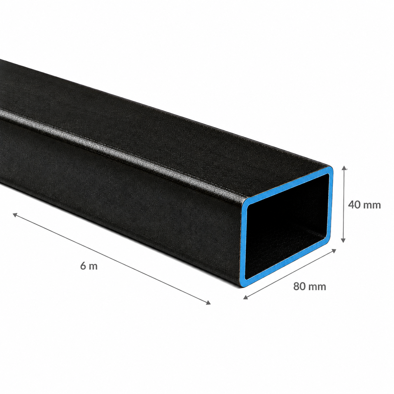 PERFIL RECTANGULAR ACERO (80x40x2mm) EN 6Mt.