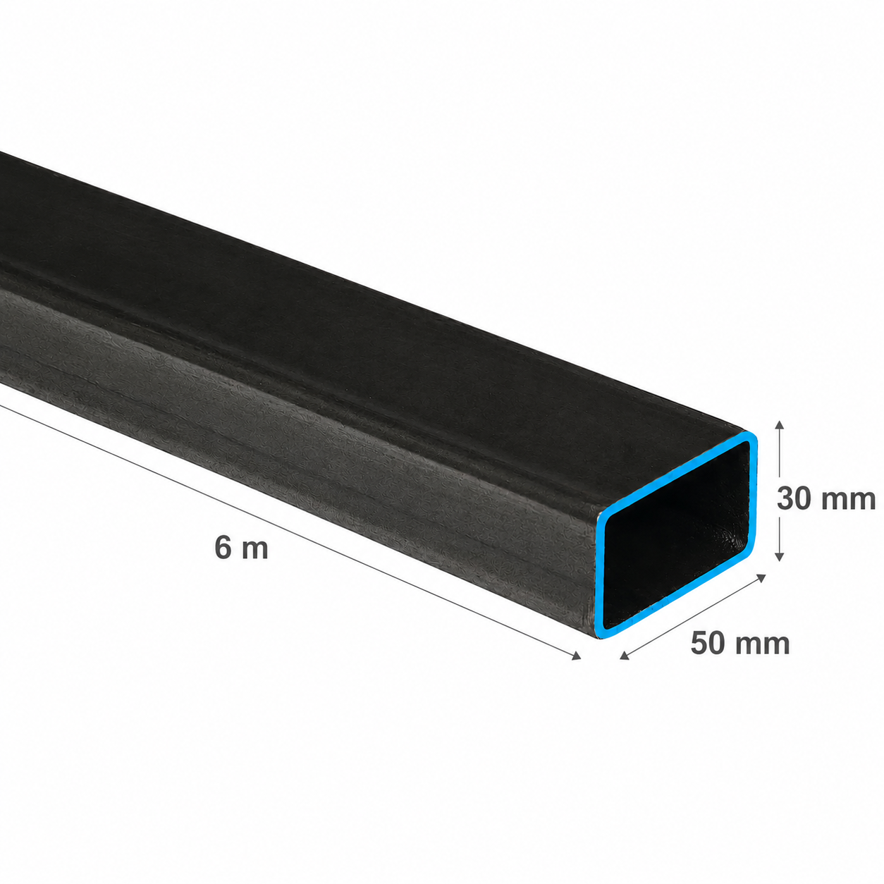 PERFIL RECTANGULAR ACERO (50x30x2mm) EN 6Mt.