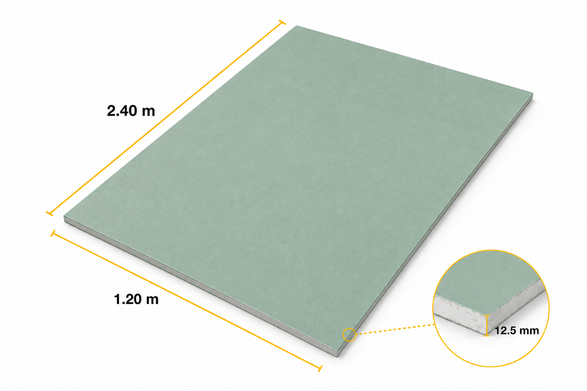 YESO CARTON RH DE 12.5mm (Venta por Unidad)