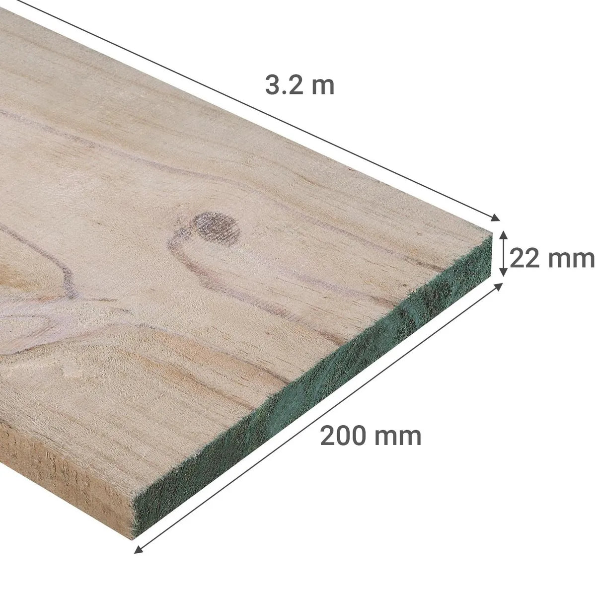 PINO DIMENSIONADO VERDE 1x8x3.2Mt.