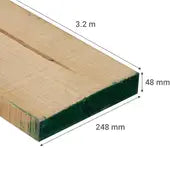 PINO DIMENSIONADO VERDE 1x10x3.2Mt