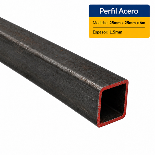 PERFIL CUADRADO ACERO DE (25x25x1.5mm) EN 6 Mt.