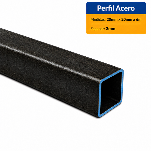 PERFIL CUADRADO ACERO DE (20x20x2mm) EN 6 Mt.