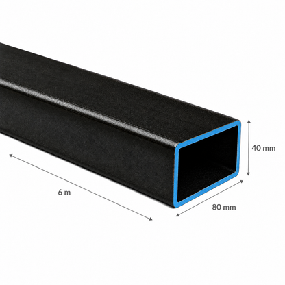 PERFIL RECTANGULAR ACERO (80x40x2mm) EN 6Mt.