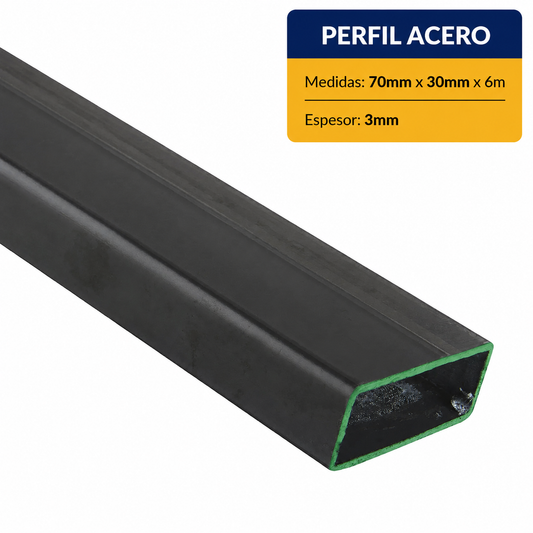 PERFIL RECTANGULAR ACERO (70x30x3mm) EN 6Mt.