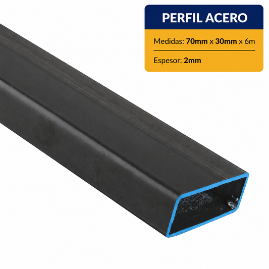 PERFIL RECTANGULAR ACERO (70x30x2mm) EN 6Mt.