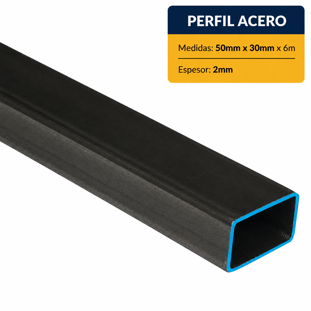 PERFIL RECTANGULAR ACERO (50x30x2mm) EN 6Mt.