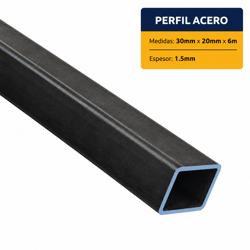 PERFIL RECTANGULAR ACERO (30x20x2mm) EN 6Mt.