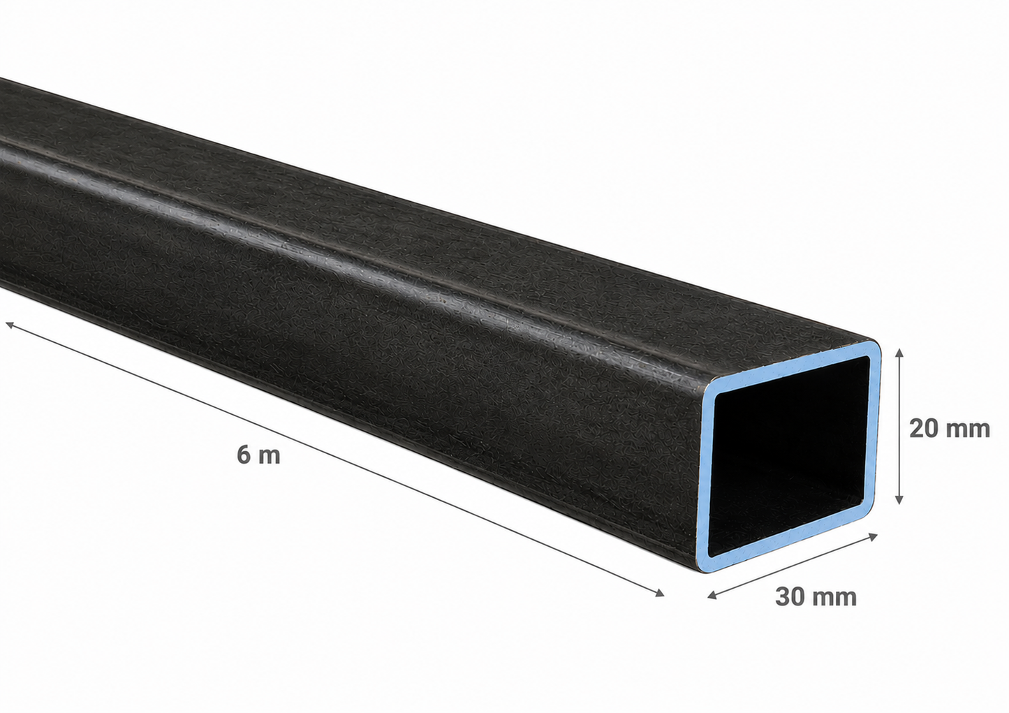 PERFIL RECTANGULAR ACERO (30x20x2mm) EN 6Mt.