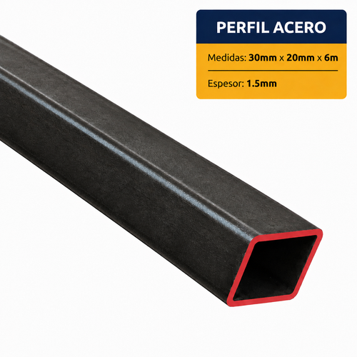 PERFIL RECTANGULAR ACERO (30x20x1.5mm) EN 6Mt.