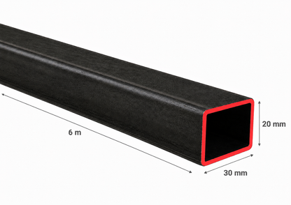 PERFIL RECTANGULAR ACERO (30x20x1.5mm) EN 6Mt.