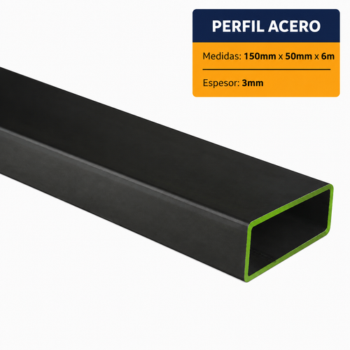 PERFIL RECTANGULAR ACERO (150x50x3mm) EN 6Mt.