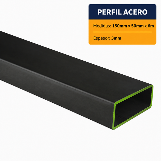 PERFIL RECTANGULAR ACERO (150x50x3mm) EN 6Mt.
