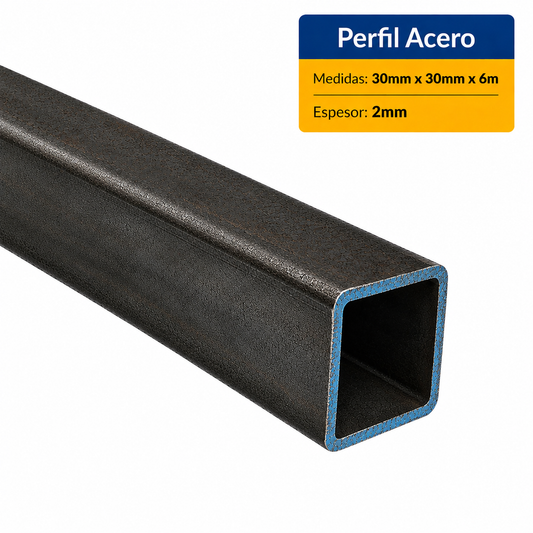 PERFIL CUADRADO ACERO DE (30x30x2mm) EN 6 Mt.
