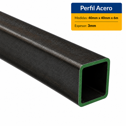 PERFIL CUADRADO ACERO DE (40x40x3mm) EN 6 Mt.