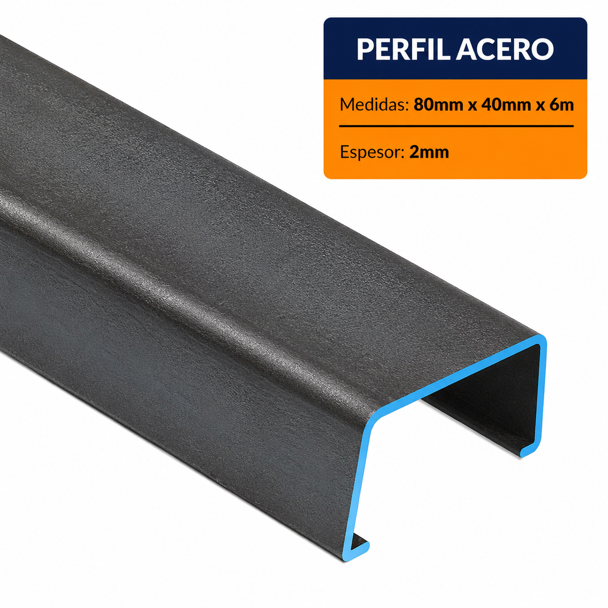 PERFIL DE ACERO COSTANERA DE (80X40X15x2mm) EN 6m