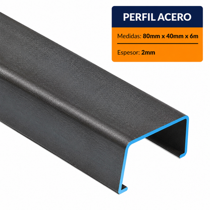PERFIL DE ACERO COSTANERA DE (80X40X15x2mm) EN 6m