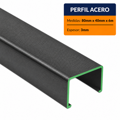 PERFIL DE ACERO COSTANERA DE (80X40X15x3mm) EN 6m