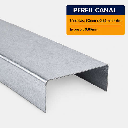 PERFIL ESTRUCTURAL CANAL DE (92x0.85mm) EN 6Mt.