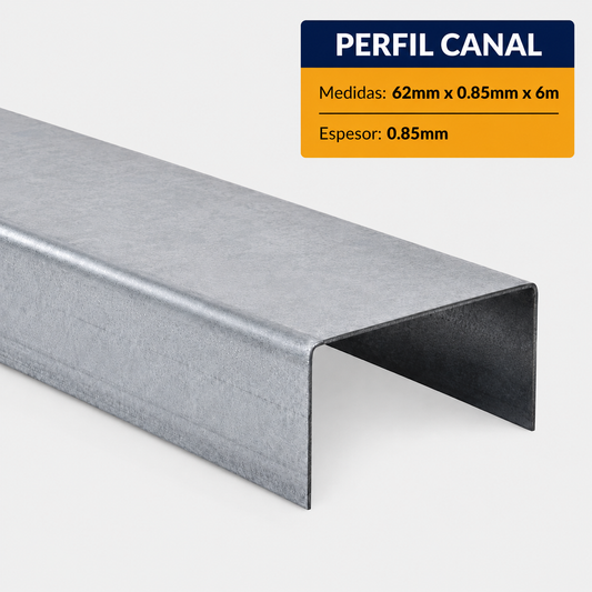 PERFIL ESTRUCTURAL CANAL DE (62x0.85mm) EN 6Mt.