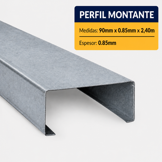 PERFIL ESTRUCTURAL MONTANTE DE (90x0.85mm) EN 2.40Mt.