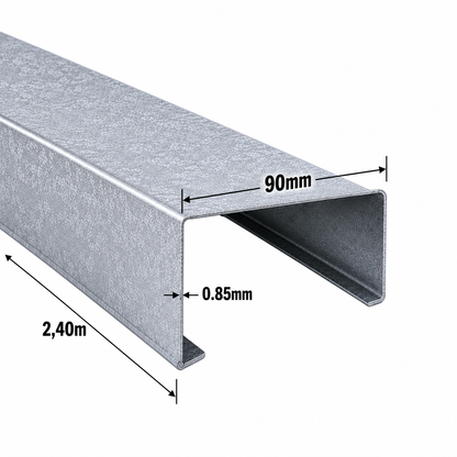 PERFIL ESTRUCTURAL MONTANTE DE (90x0.85mm) EN 2.40Mt.