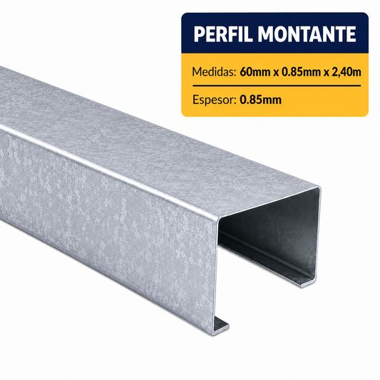 PERFIL ESTRUCTURAL MONTANTE DE (60x0.85mm) EN 2.40Mt.