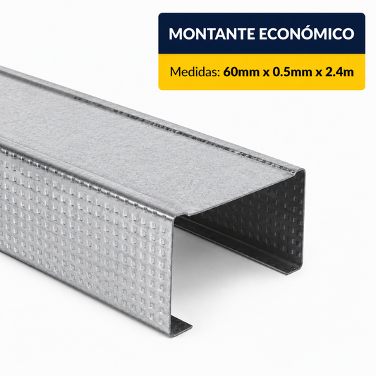 PERFIL ECONOMICO MONTANTE DE (60x0.5mm) EN 2.40Mt.