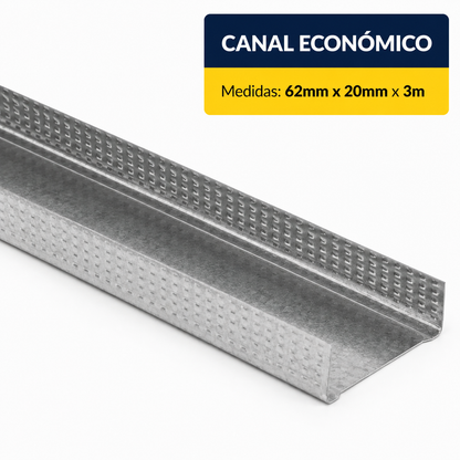 PERFIL ECONOMICO CANAL DE (62x20mm) EN 3Mt.