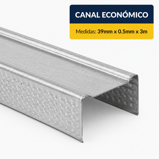 PERFIL ECONOMICO CANAL DE (39x0.5mm) EN 3Mt.