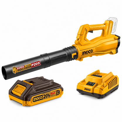 SOPLADOR INGCO INALAMBRICO 20v + CARGADOR + BAT. 2.0Ah