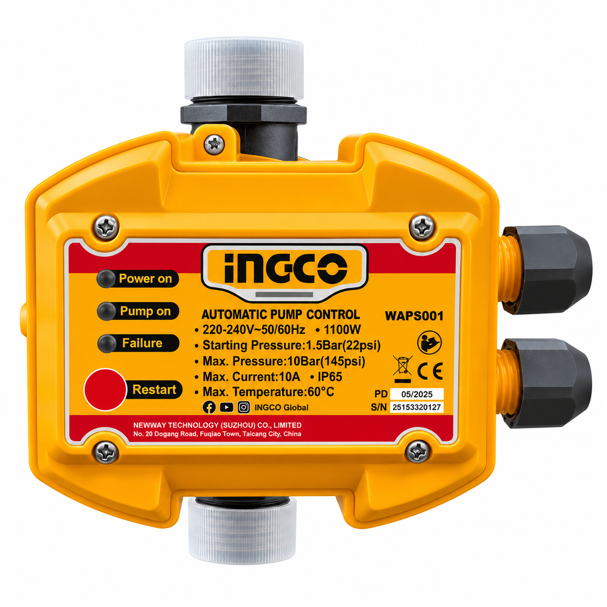 CONTROL DE PRESION AUTOMATICO INGCO P/BOMBA DE AGUA