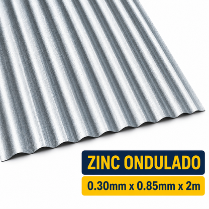 Plancha de Zinc Acanalada -0.30 mm - 85,1 x 200 cm (OFERTA SOBRE 10 UNIDAES)