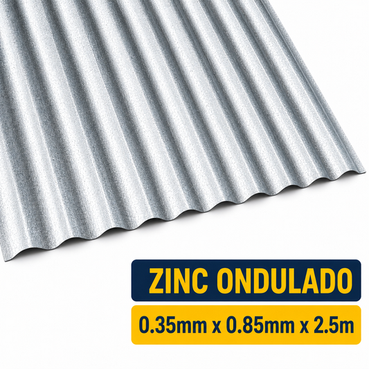 Plancha de Zinc Acanalada – 0.35 mm | 85,1 x 250 cm
