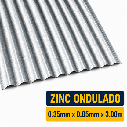 Plancha de Zinc Acanalada – 0.35 mm | 85,1 x 300 cm