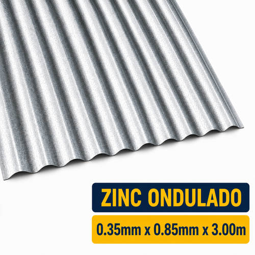 Plancha de Zinc Acanalada – 0.35 mm | 85,1 x 300 cm