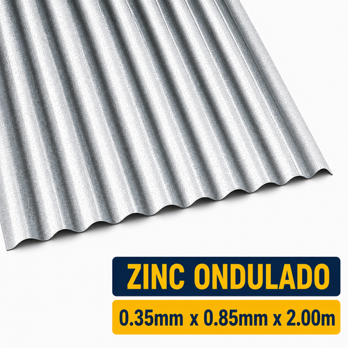 Plancha de Zinc Acanalada – 0.35 mm | 85,1 x 200 cm