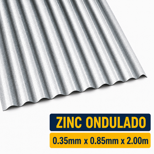 Plancha de Zinc Acanalada – 0.35 mm | 85,1 x 200 cm