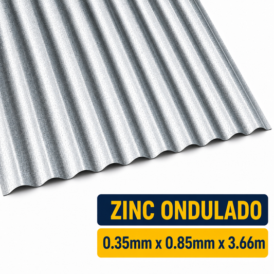 Plancha de Zinc Acanalada – 0.35 mm | 85,1 x 366 cm