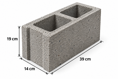 BLOQUE DE HORMIGON EN (19Cm x 14Cm x 39Cm)
