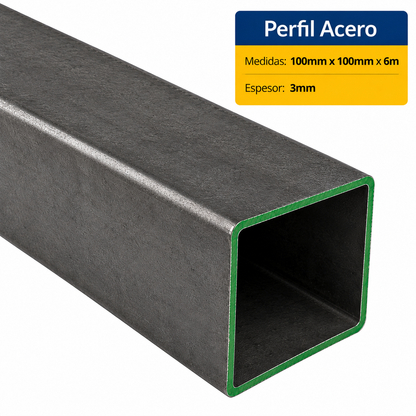 PERFIL CUADRADO ACERO DE (100x100x3mm) EN 6 Mt.