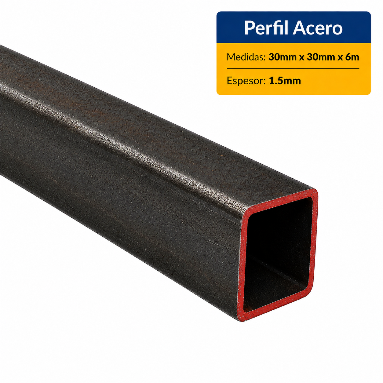 PERFIL CUADRADO ACERO DE (30x30x1.5mm) EN 6 Mt.