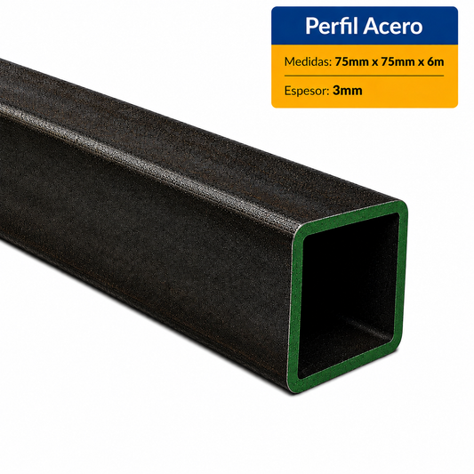 PERFIL CUADRADO ACERO DE (75x75x3mm) EN 6 Mt.