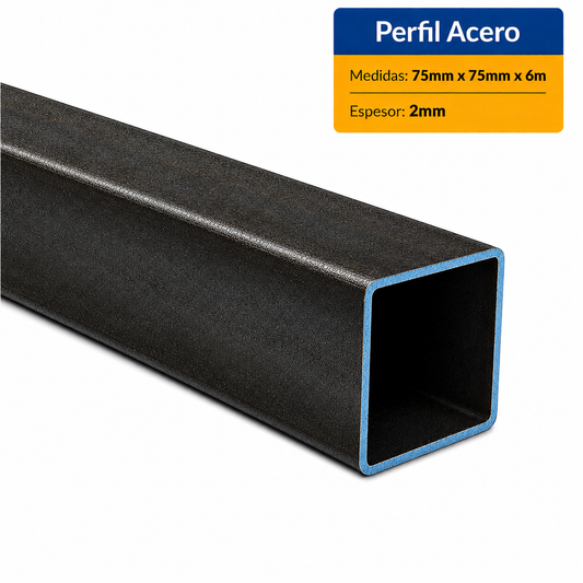 PERFIL CUADRADO ACERO DE (75x75x2mm) EN 6 Mt.