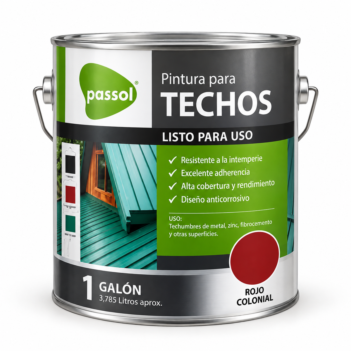 PINTURA PARA TECHO PASSOL (ROJO COLONIAL) GALON