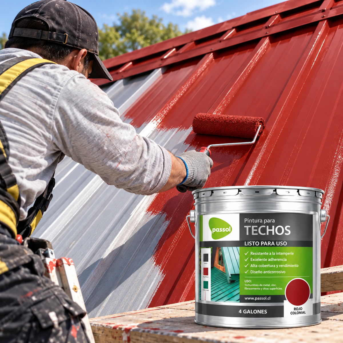 PINTURA PARA TECHO PASSOL (ROJO COLONIAL) GALON
