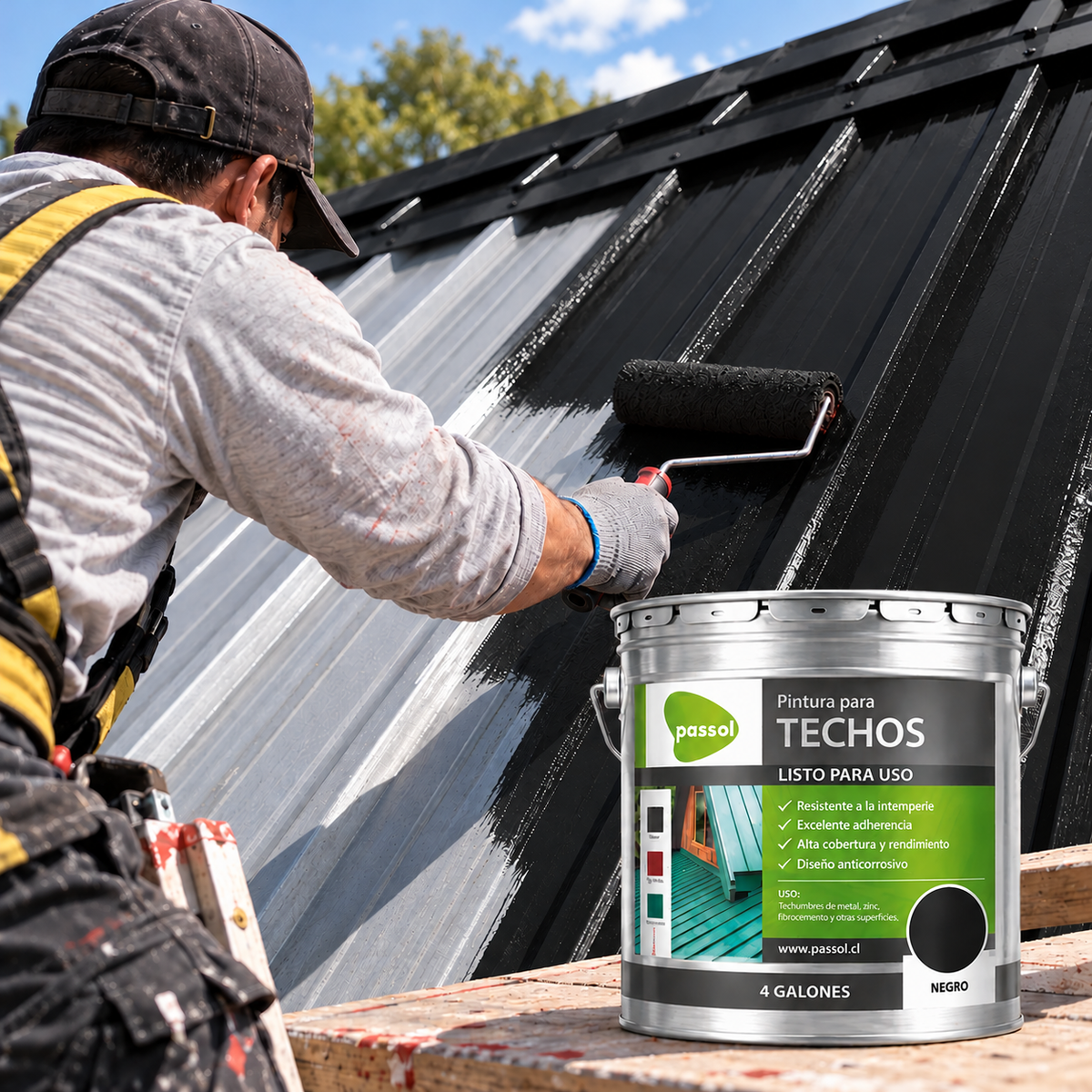 PINTURA PARA TECHO PASSOL (NEGRO) GALON