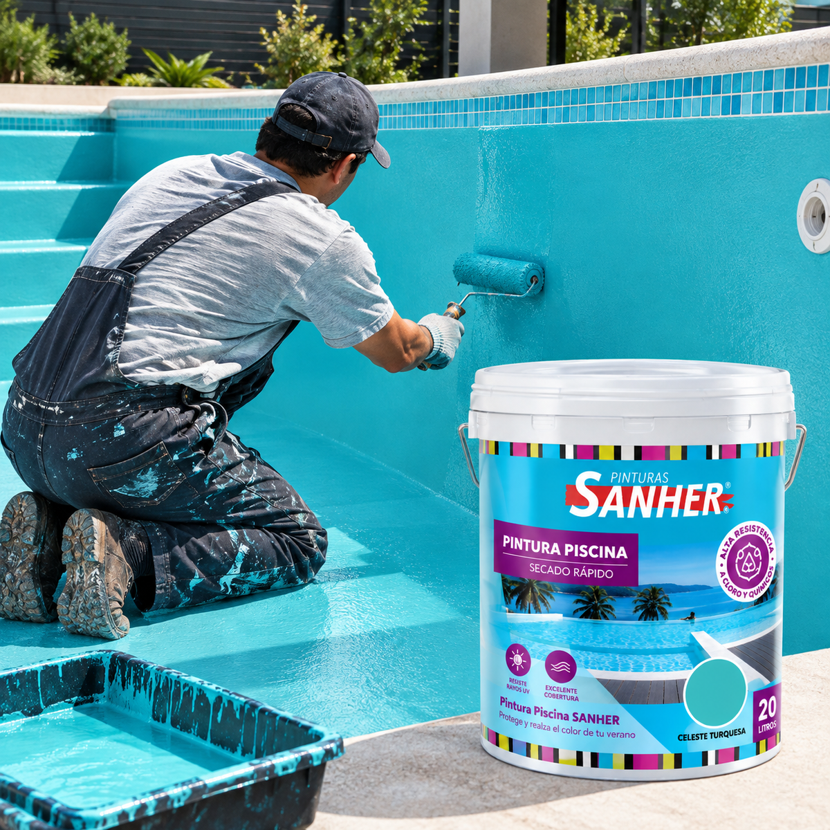 PINTURA PARA PISCINA SANHER (CELESTE) TINETA