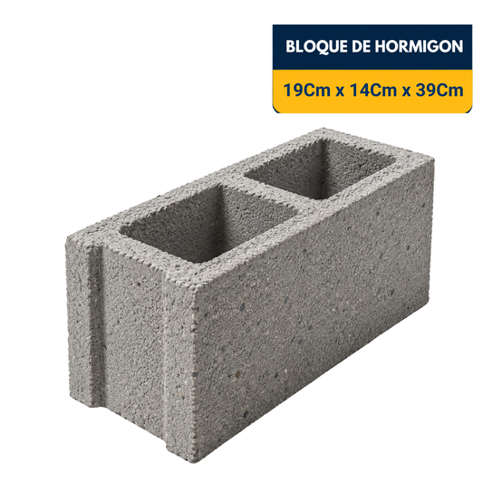 BLOQUE DE HORMIGON EN (19Cm x 14Cm x 39Cm)